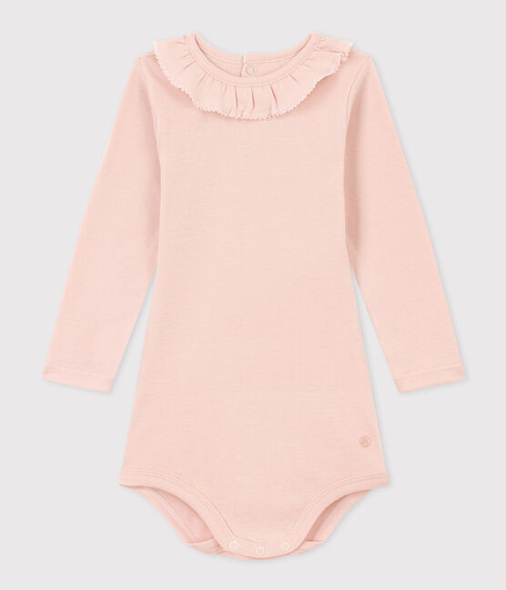 Body de manga larga con cuello de algodón de bebé rosa SALINE