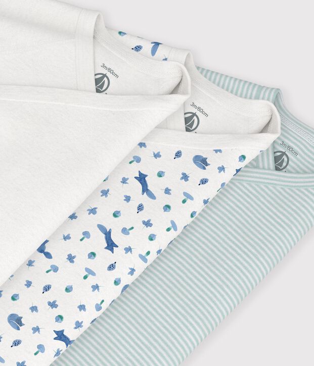Juego de bodis cruzados y estampados de manga larga de algod&oacute;n para beb&eacute; multicolor