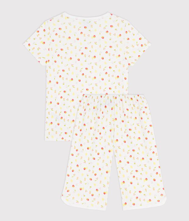Pijama pirata infantil de algod&oacute;n con estampado de frutas blanco/multicolor