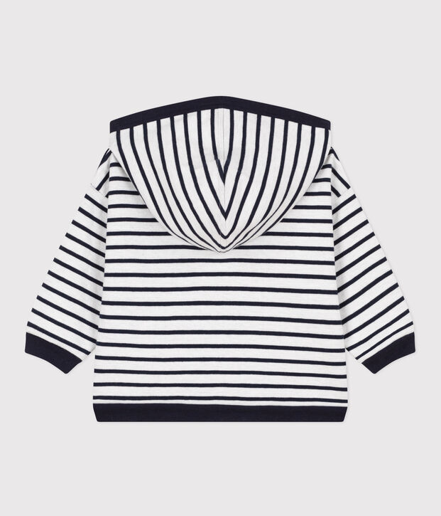Sudadera con capucha de jersey grueso para beb&eacute; blanco/azul