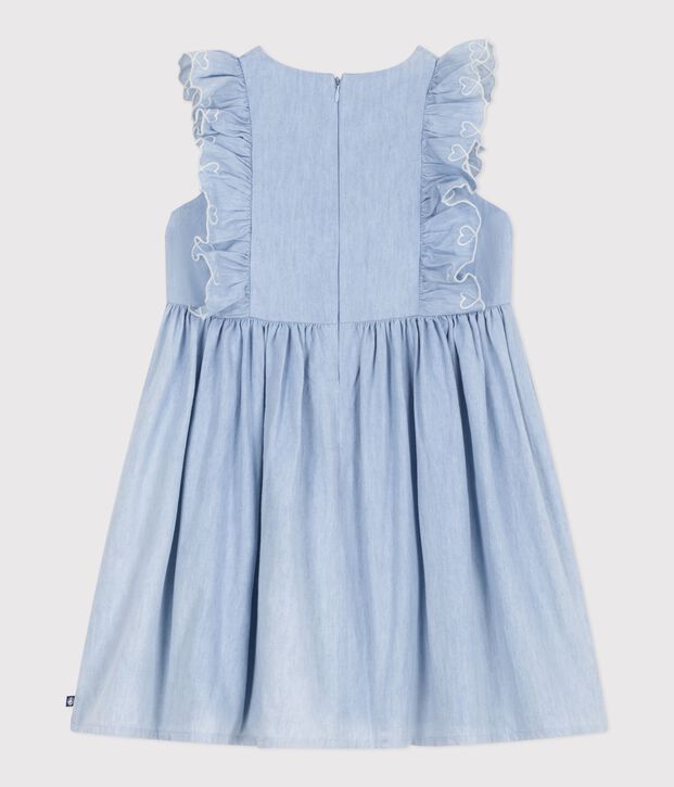 Vestido infantil de algod&oacute;n sin mangas azul