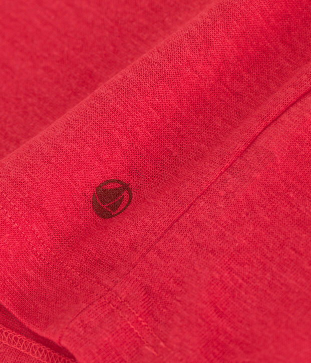 Camiseta de lino de manga corta para mujer rojo