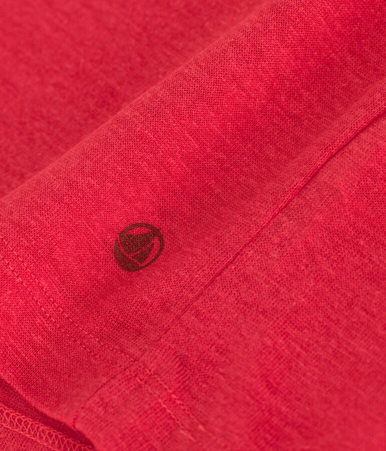 Camiseta de lino de manga corta para mujer rojo