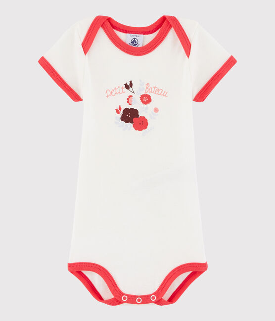 Bodi de manga corta de bebé niño blanco MARSHMALLOW