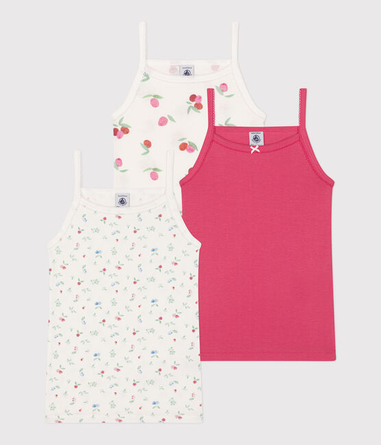 Juego de 3 camisetas infantiles de tirantes finos de algodón con frutas variante 1