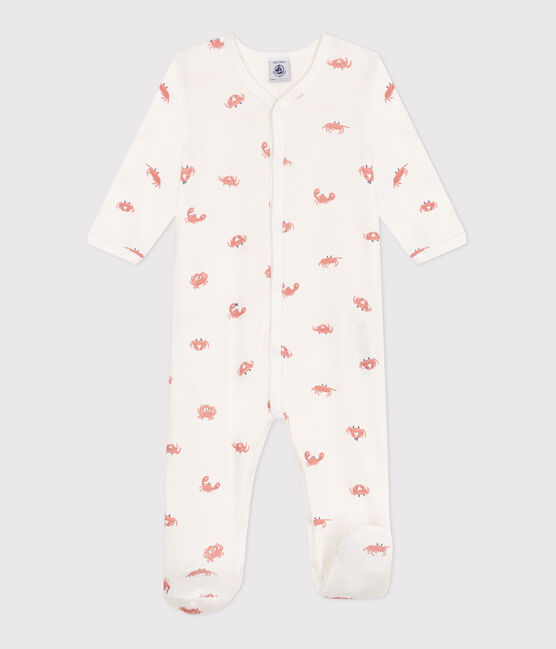 Pijama de algodón con cangrejos para bebé blanco MARSHMALLOW/blanco MULTICO