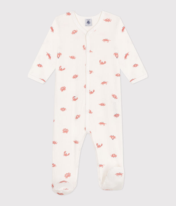 Pijama de algod&oacute;n con cangrejos para beb&eacute; blanco/multicolor
