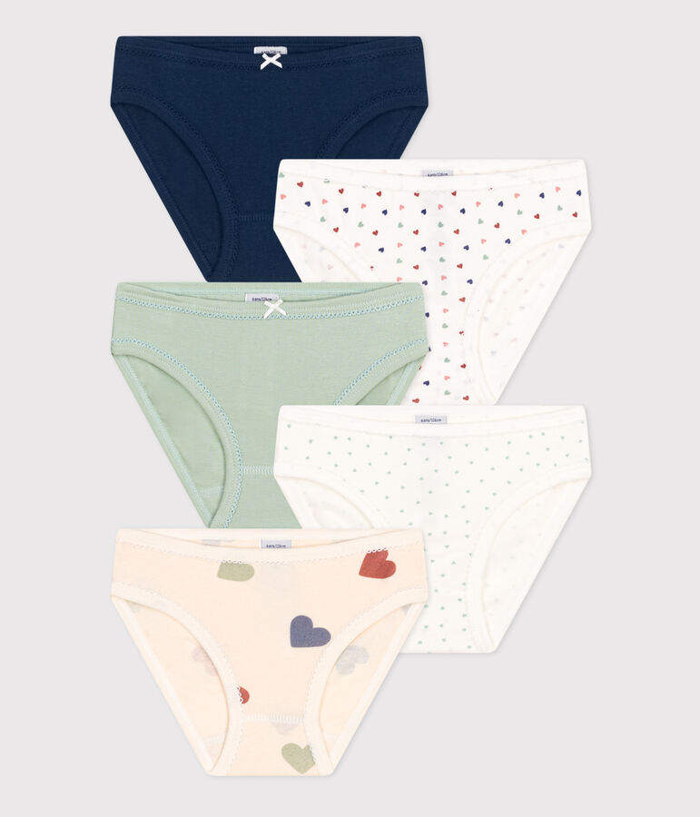 Juego de 5 braguitas de algod&oacute;n con corazones para ni&ntilde;a variante 1