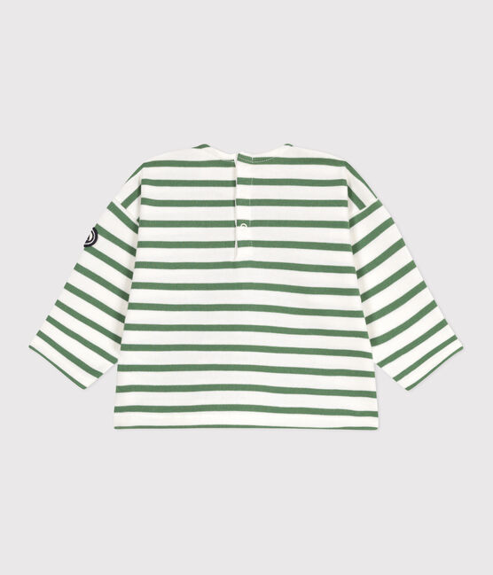 Camiseta marinera bebé en algodón grueso verde MARSHMALLOW/ PALMERAIE
