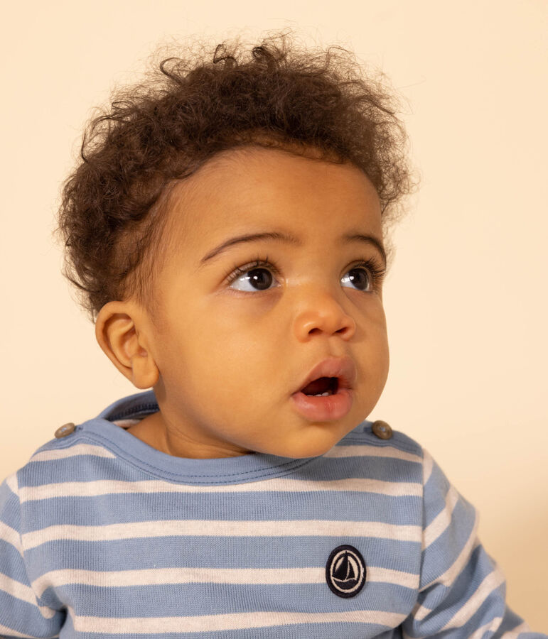 Marinera de punto grueso para beb&eacute; azul/beige