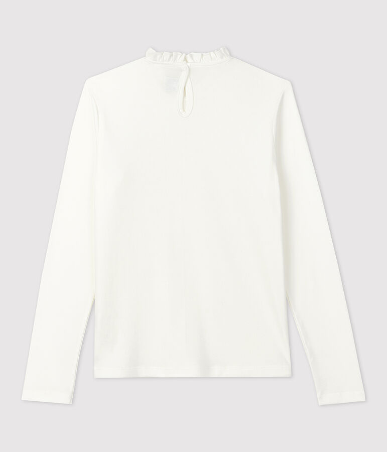 Camiseta de manga larga de algod&oacute;n de ni&ntilde;a blanco MARSHMALLOW