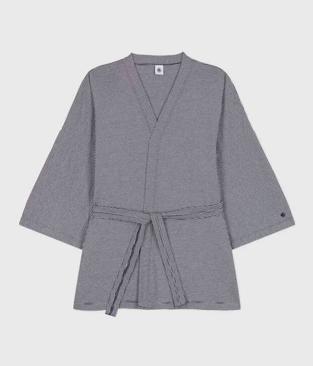 Quimono de rayas para mujer azul/blanco