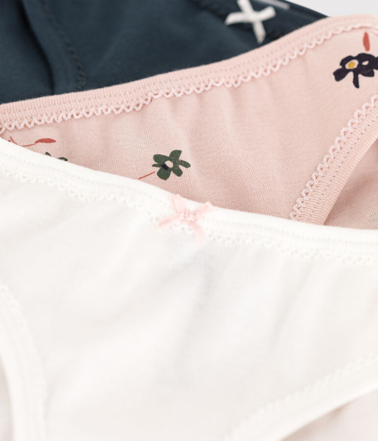 Juego de 3 braguitas de algod&oacute;n con flor para ni&ntilde;a multicolor