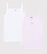 Lote de 2 camisetas de tirantes mil rayas rosa de algodón ecológico de niña