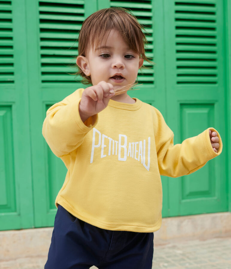 Sudadera de beb&eacute; de algod&oacute;n liso amarillo