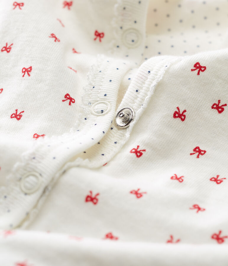 Pelele de tejido t&uacute;bico para beb&eacute; ni&ntilde;a blanco/rojo