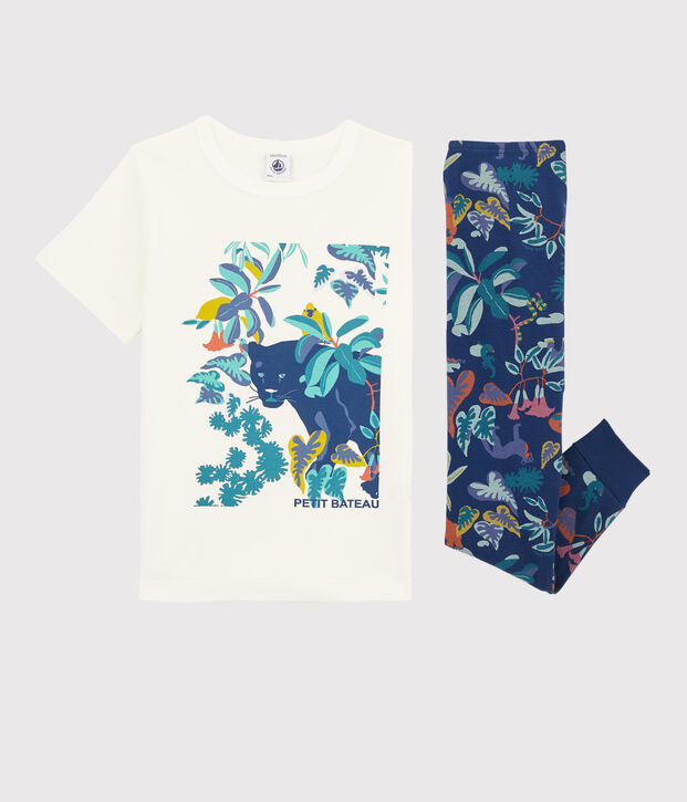 Pijama jungla de punto para ni&ntilde;o azul/multicolor