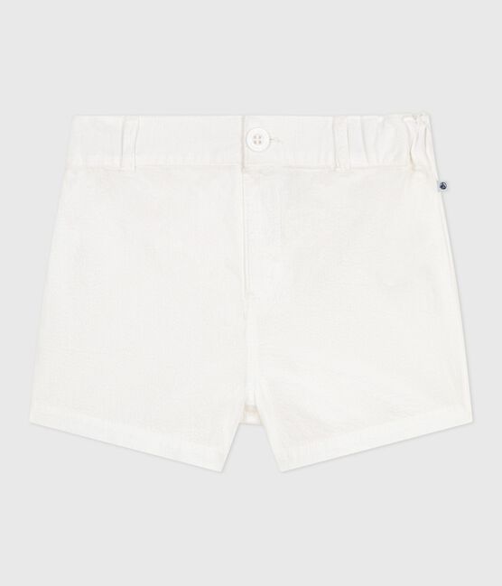 Shorts de seersucker a rayas para bebé blanco ECUME