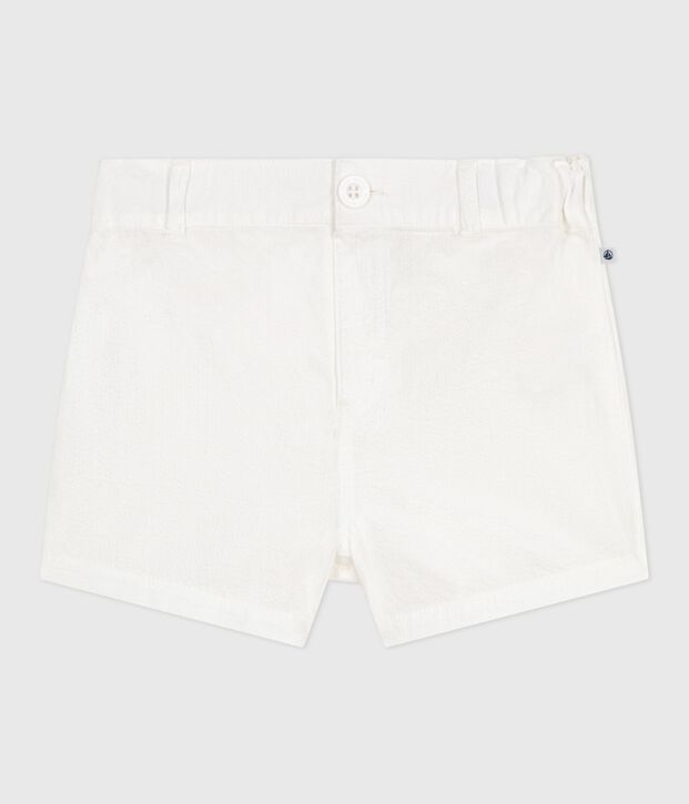 Shorts de seersucker a rayas para beb&eacute; blanco
