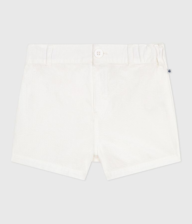 Shorts de seersucker a rayas para beb&eacute; blanco