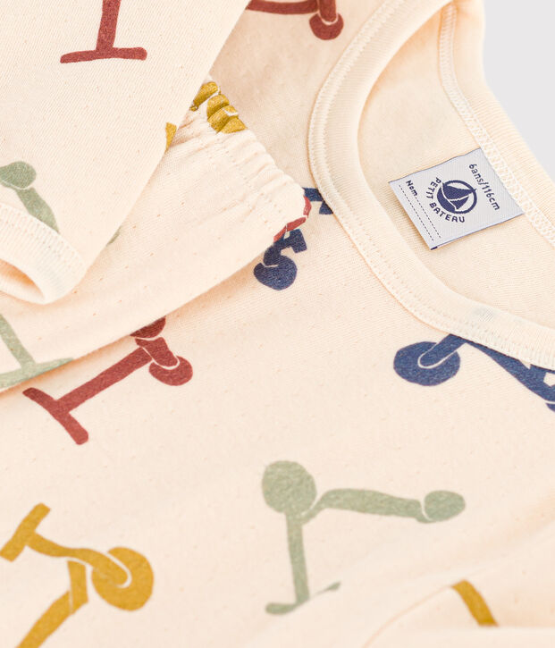 Pijama infantil de algod&oacute;n con estampado crudo/multicolor