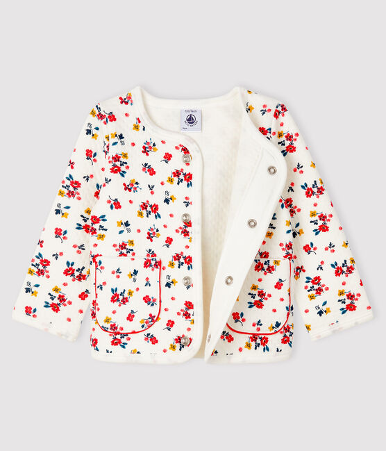 Cárdigan de tejido túbico para bebé niña blanco MARSHMALLOW/blanco MULTICO