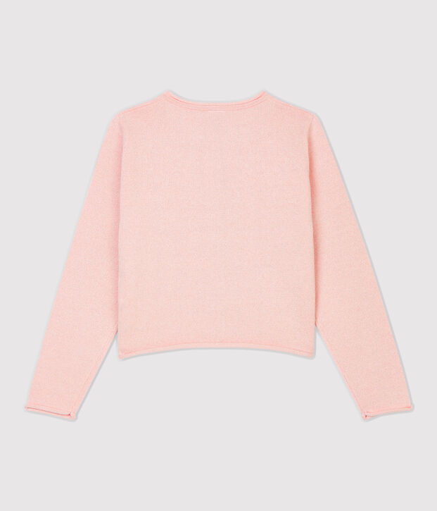 C&aacute;rdigan de algod&oacute;n de ni&ntilde;a rosa/gris