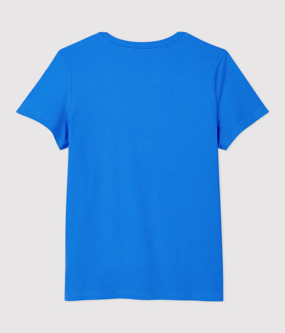Camiseta RECTA con cuello redondo de algodón orgánico de mujer azul BRASIER