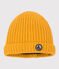 Gorro de punto tricotado con forro polar para bebé amarillo BOUDOR