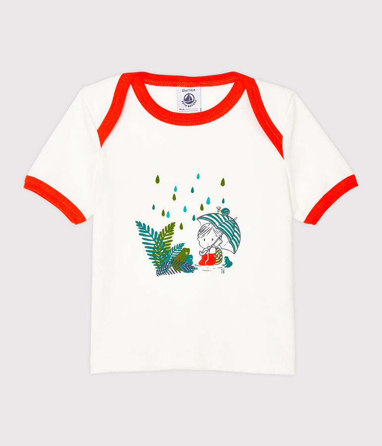 Camiseta de manga corta para beb&eacute; ni&ntilde;o blanco MARSHMALLOW