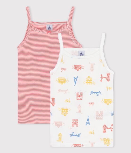 Juego de 2 camisas de tirantes de París de algodón de niña variante 1