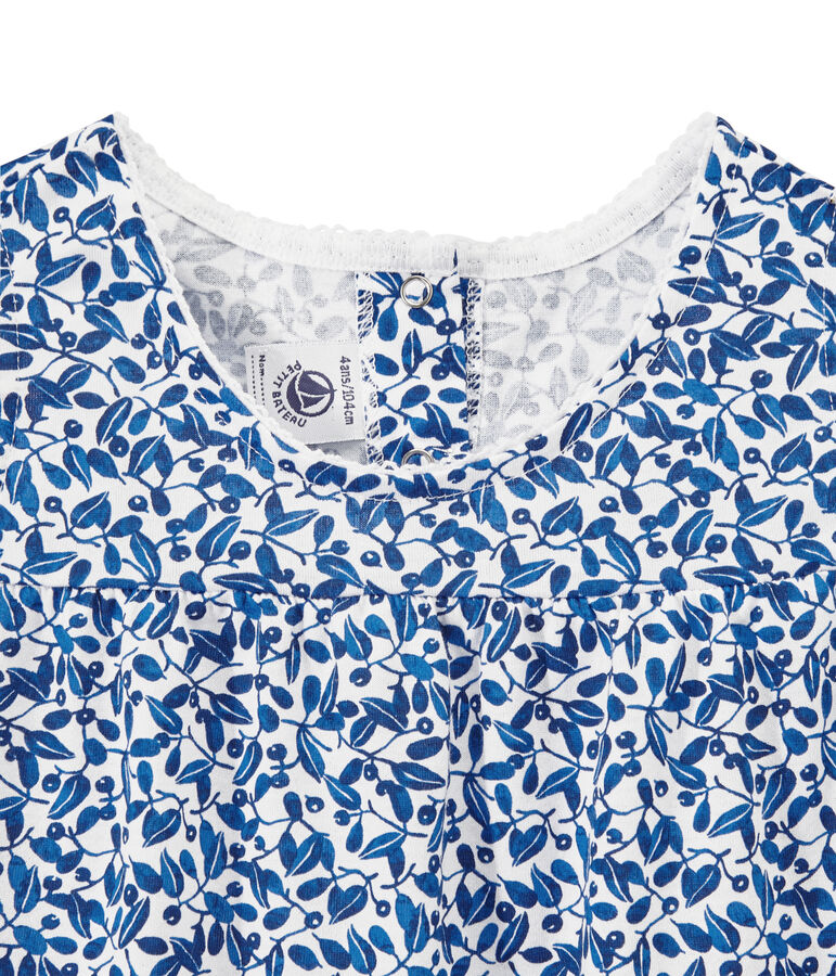 Pijama corto en jersey ligero estampado para ni&ntilde;a blanco/multicolor