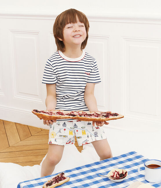 Pijama corto de punto para niño blanco MARSHMALLOW/blanco MULTICO