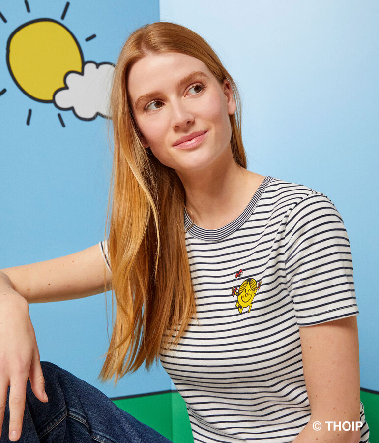 Camiseta L'Iconique Monsieur Madame de algod&oacute;n de mujer blanco/azul