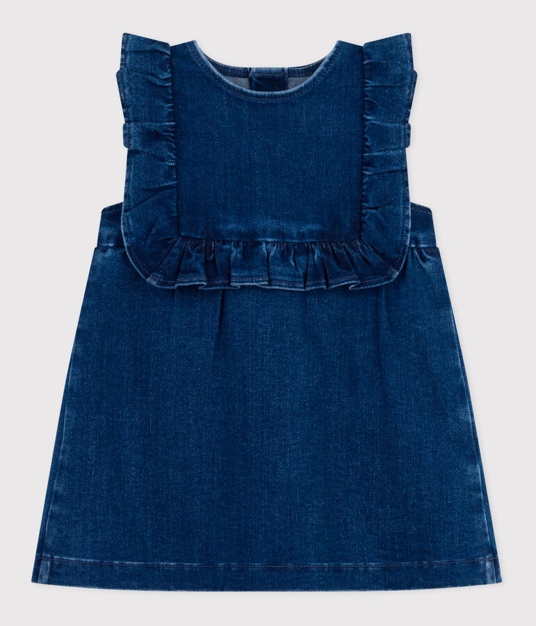 Vestido denim ligero sin mangas para beb&eacute; azul