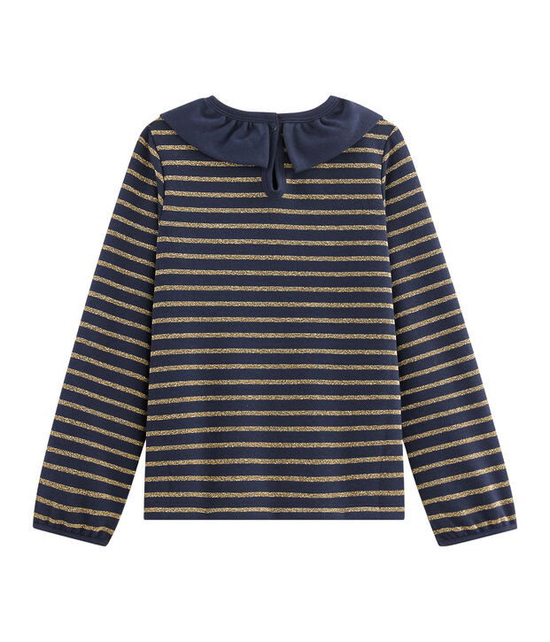 Camiseta de punto de jersey de ni&ntilde;a azul/amarillo