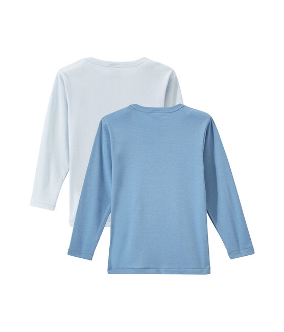 Lote de 2 camisetas de manga larga lisas para niño blanco LOT