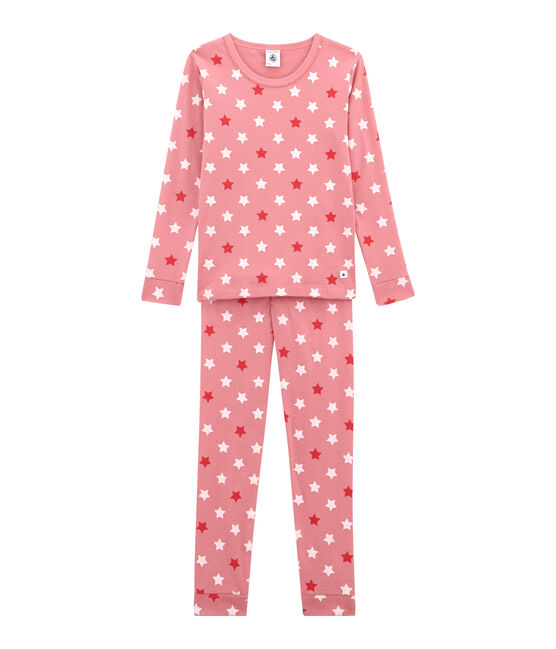 Piajama para niña corte ajustado rosa CHEEK/blanco MULTICO