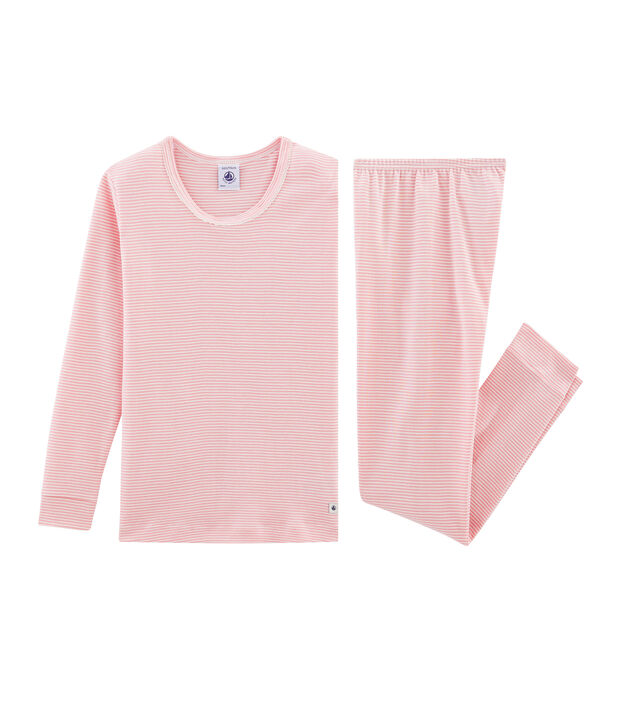 Pijama de corte muy ajustado de punto para ni&ntilde;a rosa/blanco
