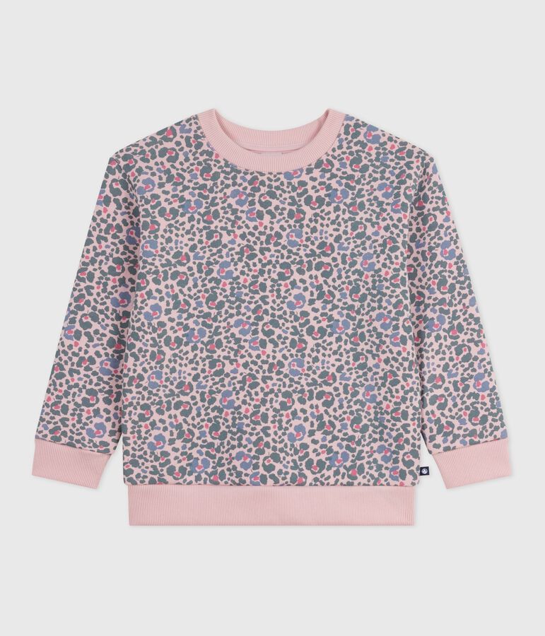 Sudadera infantil de algod&oacute;n con estampado rosa JOLI/blanco MULTICO