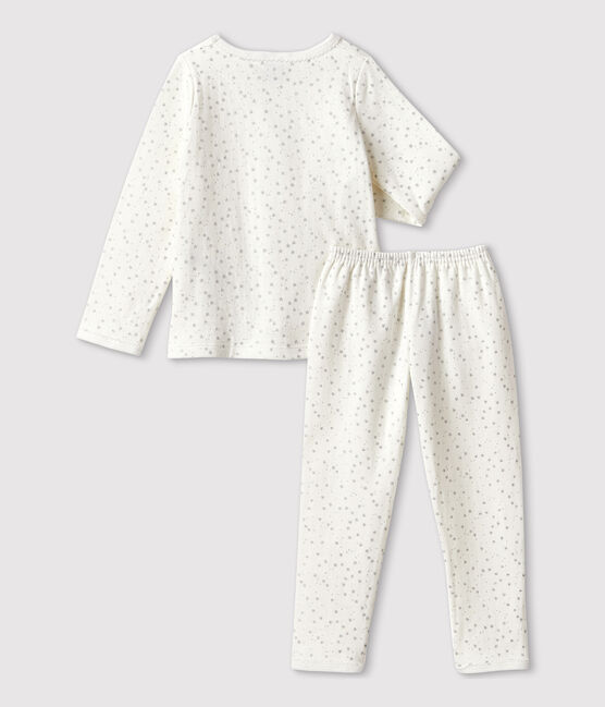 Pijama de estrellas de niña en túbico blanco MARSHMALLOW/gris ARGENT