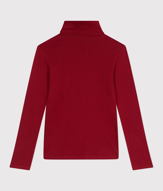 Camiseta de cuello alto Ic&oacute;nica de algod&oacute;n para mujer rojo