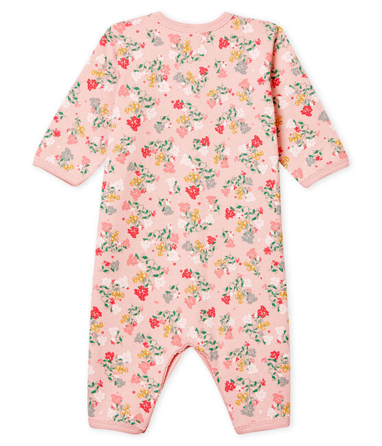 Pijama de bebé sin pies en tejido suave para niña rosa JOLI/blanco MULTICO