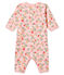 Pijama de bebé sin pies en tejido suave para niña rosa JOLI/blanco MULTICO