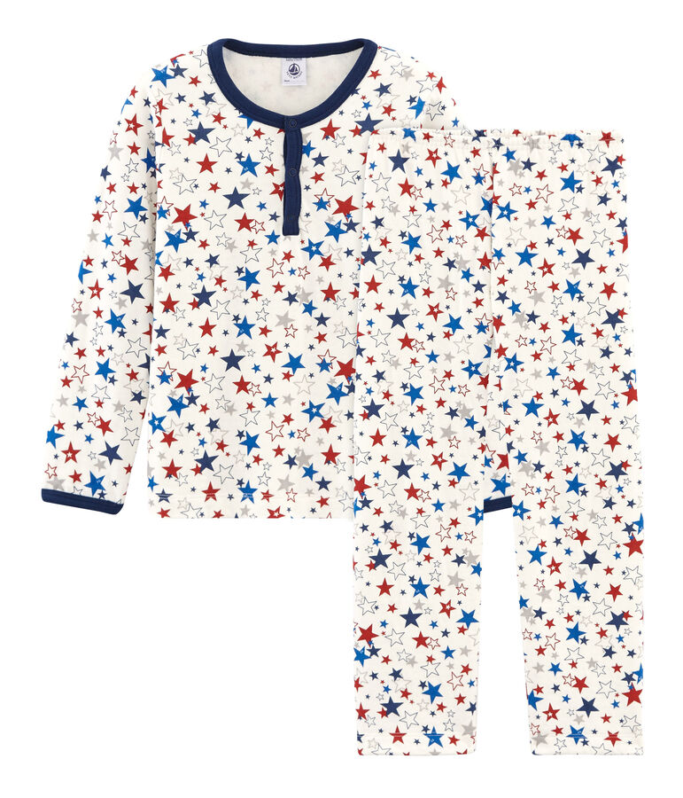 Pijama de tela t&uacute;bica para ni&ntilde;o blanco/multicolor
