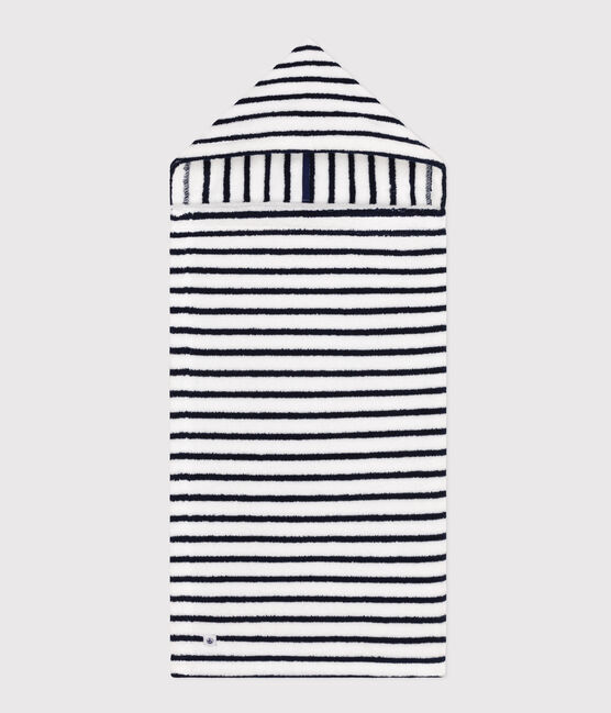 Capa de baño a rayas de rizo de bebé blanco LAIT/azul MEDIEVAL