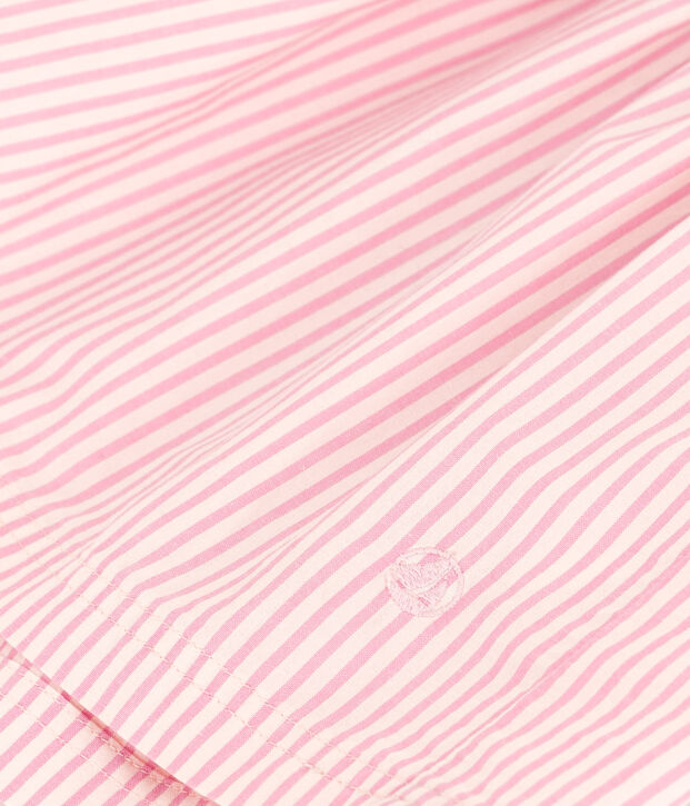 Vestido de manga corta de algod&oacute;n para ni&ntilde;a rosa/rosa