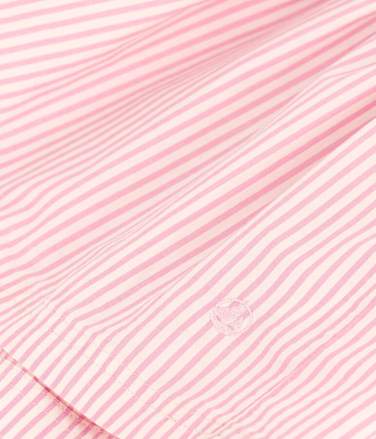 Vestido de manga corta de algod&oacute;n para ni&ntilde;a rosa/rosa