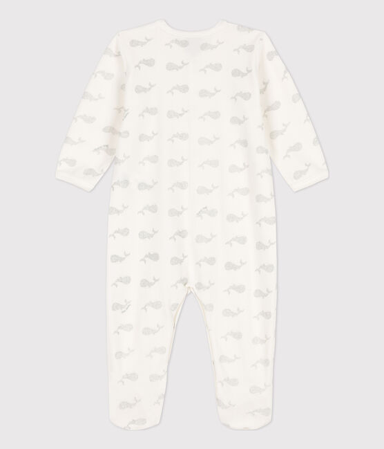 Pelele de terciopelo de bebé blanco MARSHMALLOW/gris ARGENT