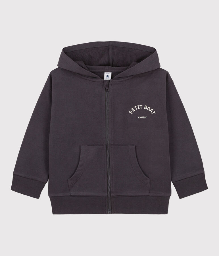 Sudadera con capucha petit Boat y cremallera de ni&ntilde;o gris